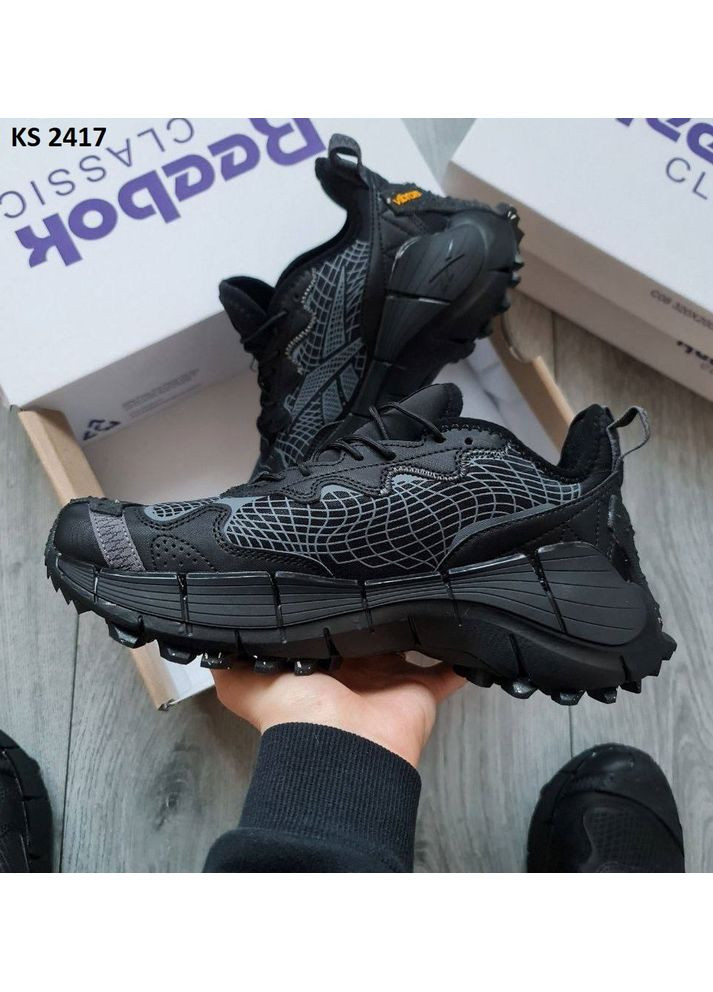 Черные демисезонные кроссовки мужские reebok zig kinetica 2.5 edge black gray рибок зиг кинетика No Brand