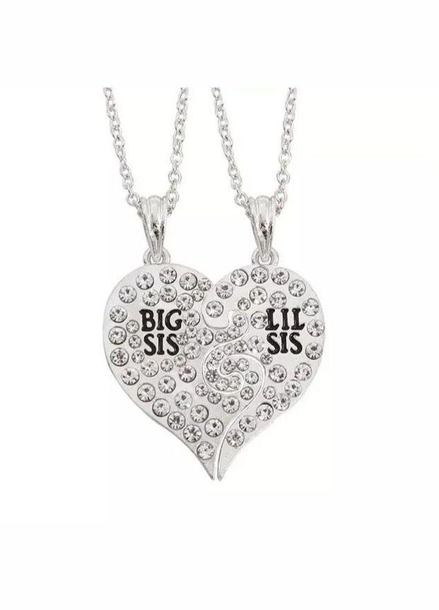 Парні підвіски Big Sister Little Sister для подруг сестер дві половинки серця No Brand (339869738)