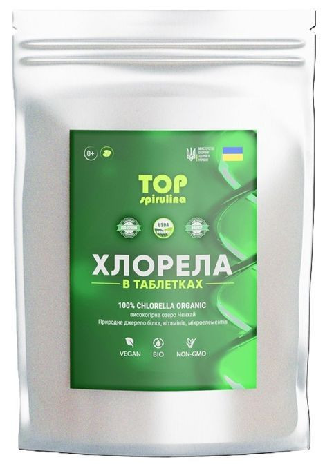 Хлорелла в таблетках 100 Tabs TOP Spirulina (367182434)