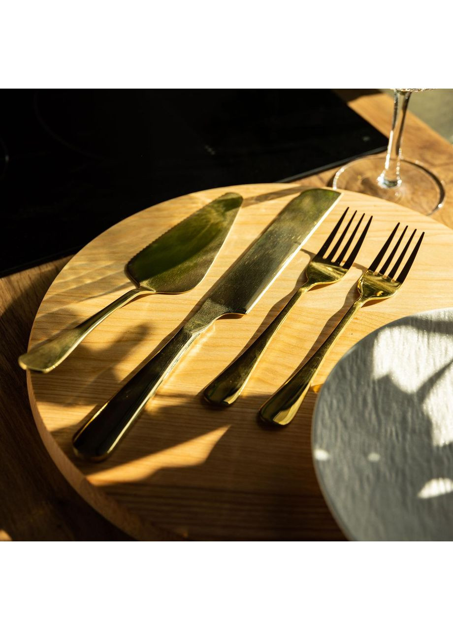 Набор десертных приборов для торта из нержавеющей стали на 2 персоны, 4 прибора Золотистый Yiwu (360454985)