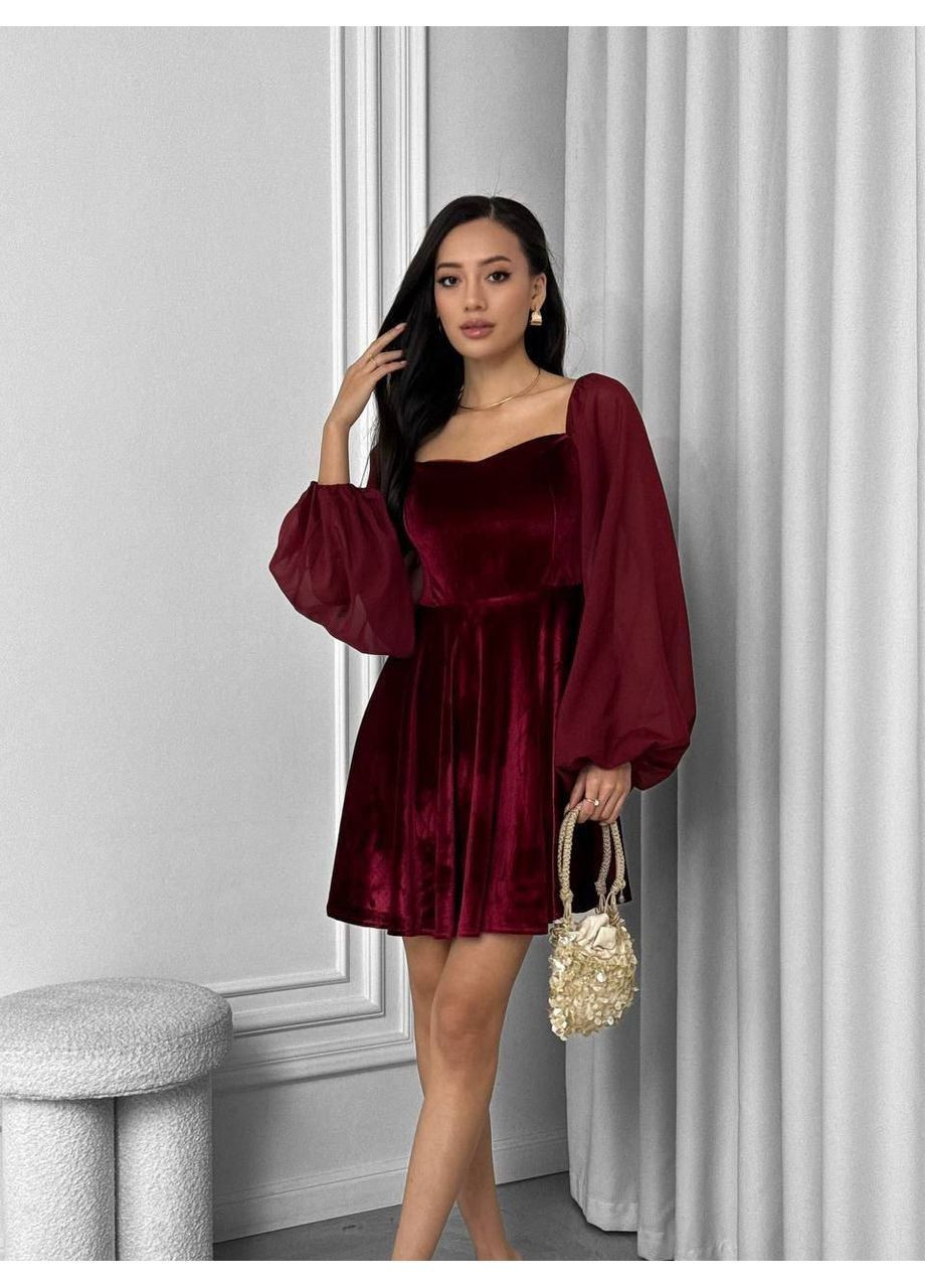 Бордова святковий, вечірня сукня No Brand однотонна