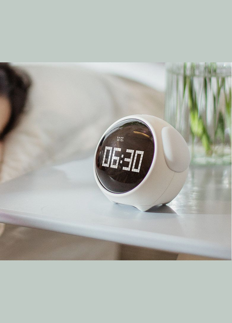 Будильник ночник Emoji Alarm Clock многофункциональный пиксельный с анимацией Белый ( код: YV-O ) Digital (331613580)