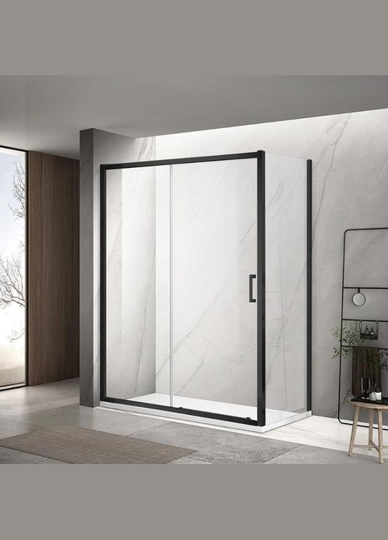 Душова кабіна A-517B Black Matt 140х100х195 розсувна, скло прозоре Dusel (328596779)