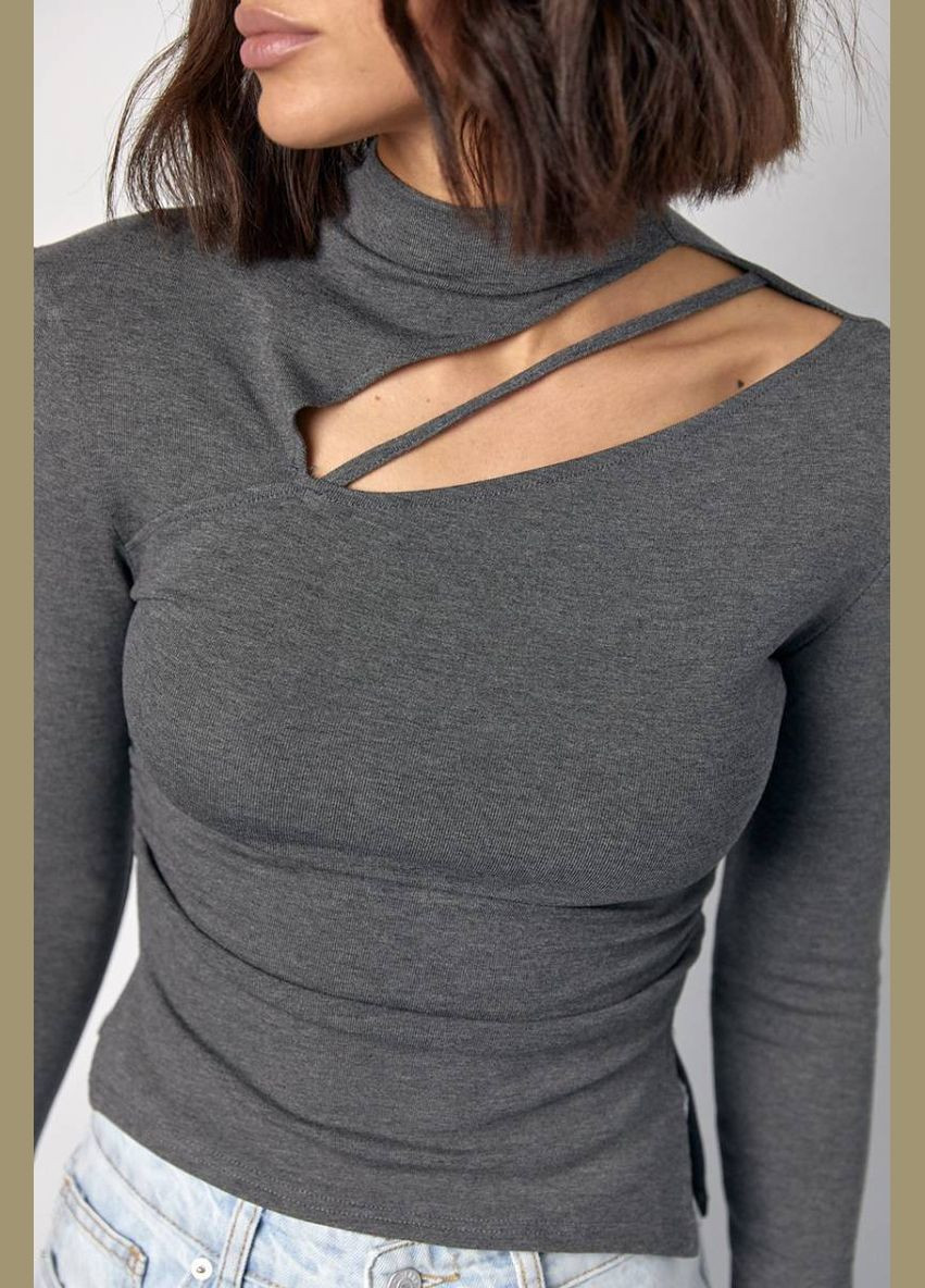 Женская водолазка с драпировкой и асимметричным вырезом спереди Lurex (327218285)