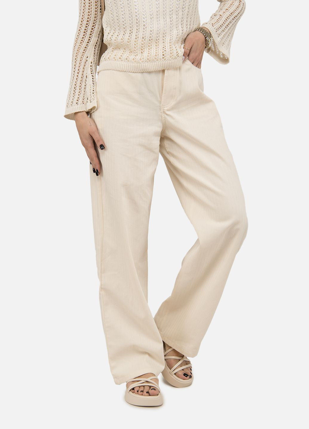 Женские брюки цвет бежевый CB-00250951 Reyon (309020353)