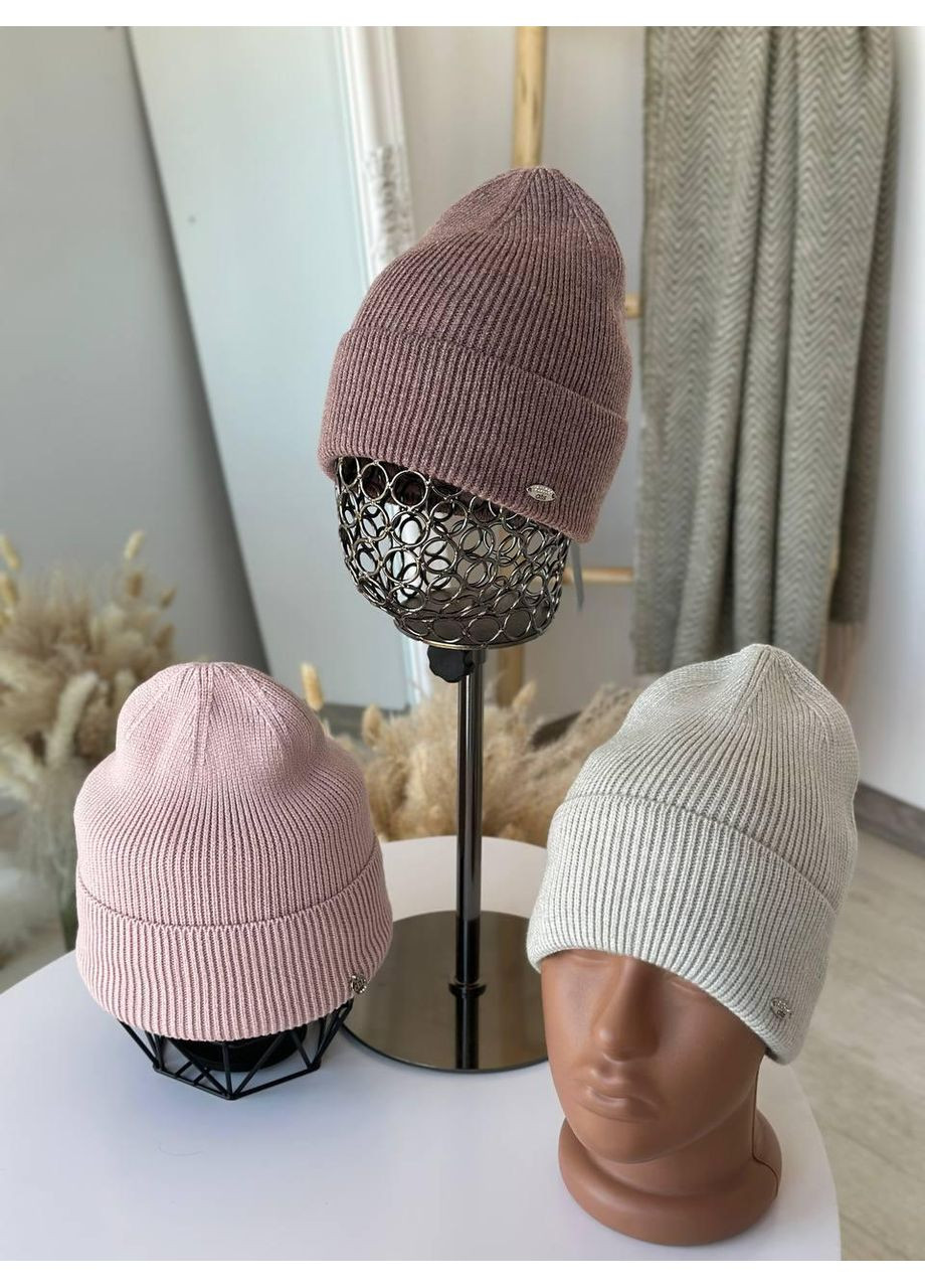 Шапка зимняя женская, шапка теплая, на зиму, вязаная, Шапка Вискоза. Шапка колпак невысокая No Brand (362917493)