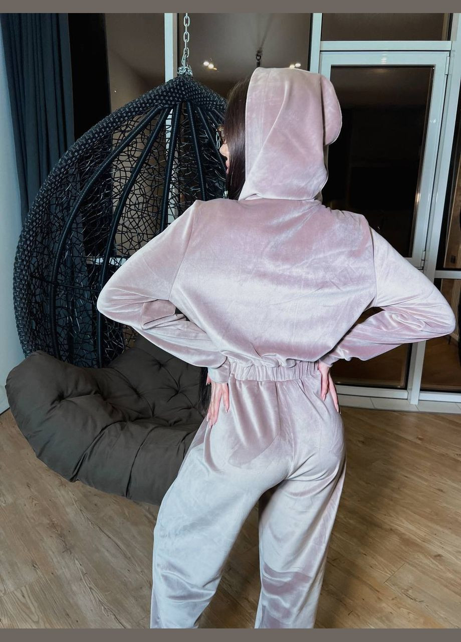 Женский велюровый комбинезон кофейного цвета 31231 No Brand (323642543)