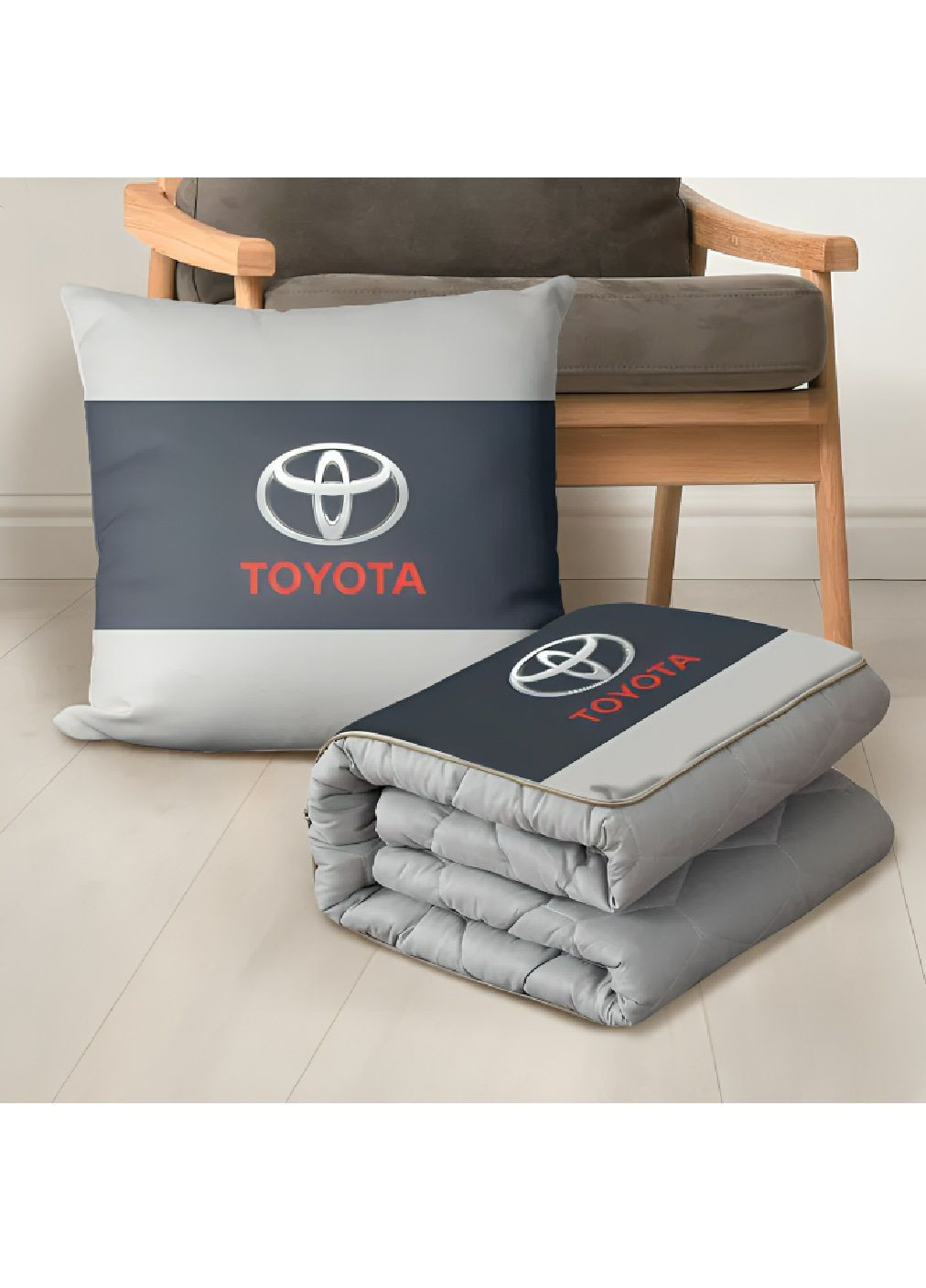 Дорожня автомобільна подушка з пледом ковдрою логотипом марки машини складна конструкція (480618-Prob) Toyota Unbranded (338956188)