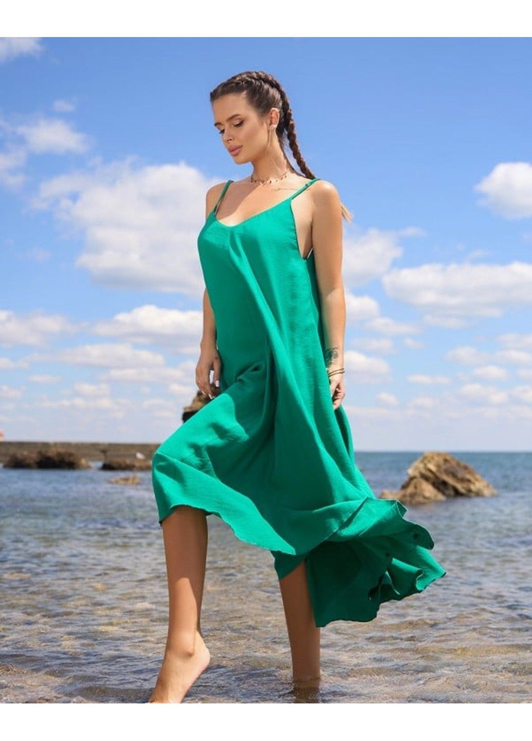 Зеленое повседневный платье issa pus 14799 зелёный ISSA PLUS