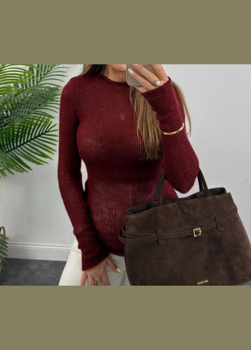 Бордовий демісезонний светр жіночий No Brand