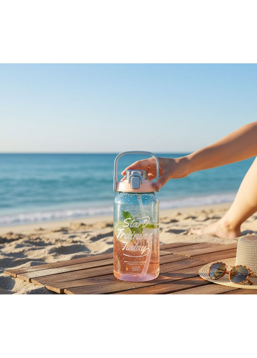 Стильна пластикова пляшка START TRAINING для води 1500мл. Блакитна No Brand (296101760)