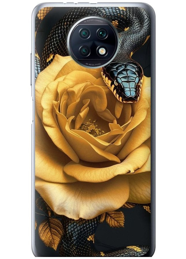 Силиконовый чехол 'Black snake and golden rose' для Endorphone Xiaomi Redmi Note 9T (286766858)