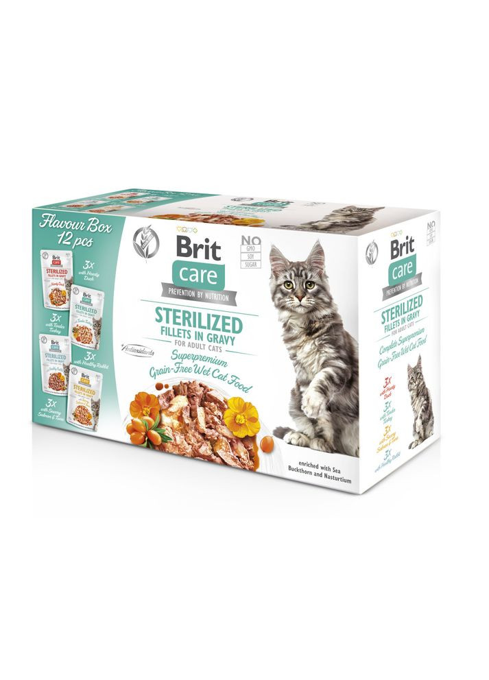 Вологий корм для кішок Care Flavour box Sterilized 12 х 85 г, філе в соусі Brit (301221887)