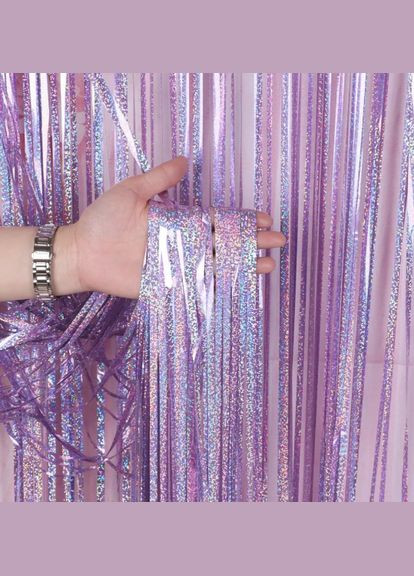 Шторка із фольги для фотозони з голограмою 2м на 1м рожевий Jannet Дощик (316430770)