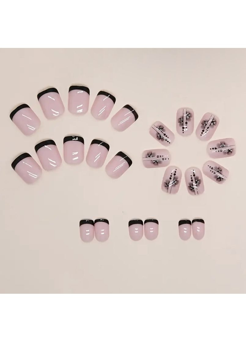 Накладные ногти квадрат глянцевые Френч набор 24 шт. No Brand (372114477)