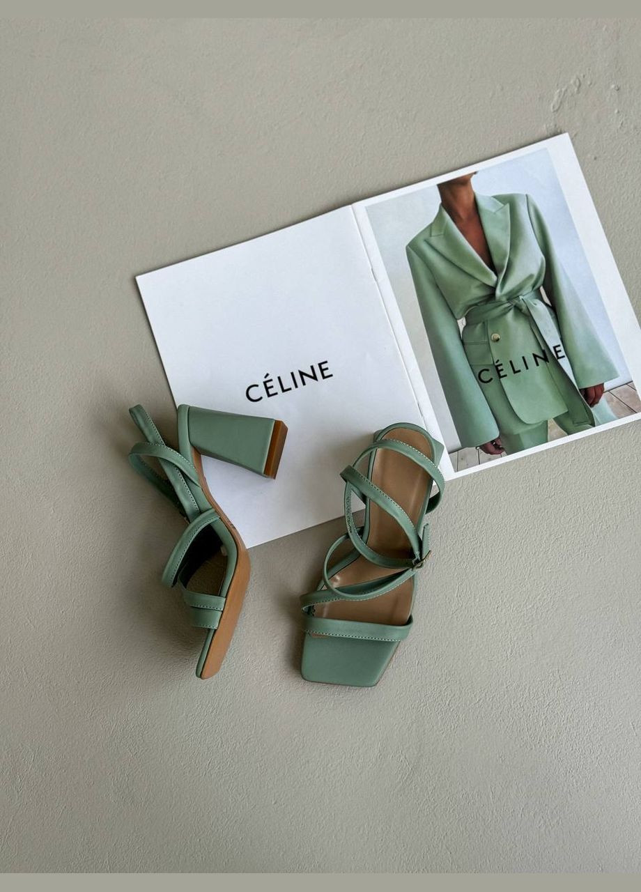 Оливковые стильные женские босоножки No Brand