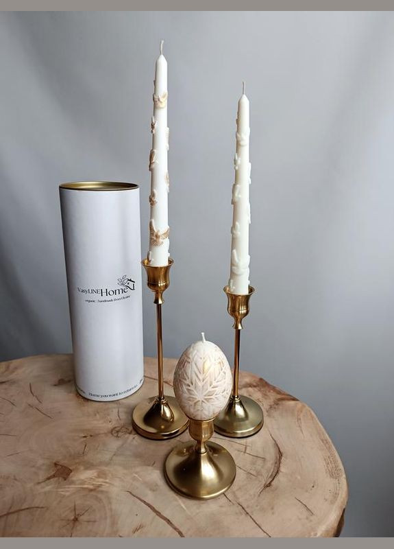 Свеча конусная с голубями, оливковый воск, в. 21 см, цвет на выбор Hand Made (330251213)