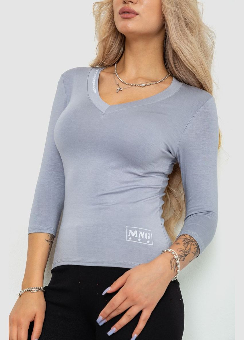 Серая футболка женская с удлинённым рукавом Ager 186R500