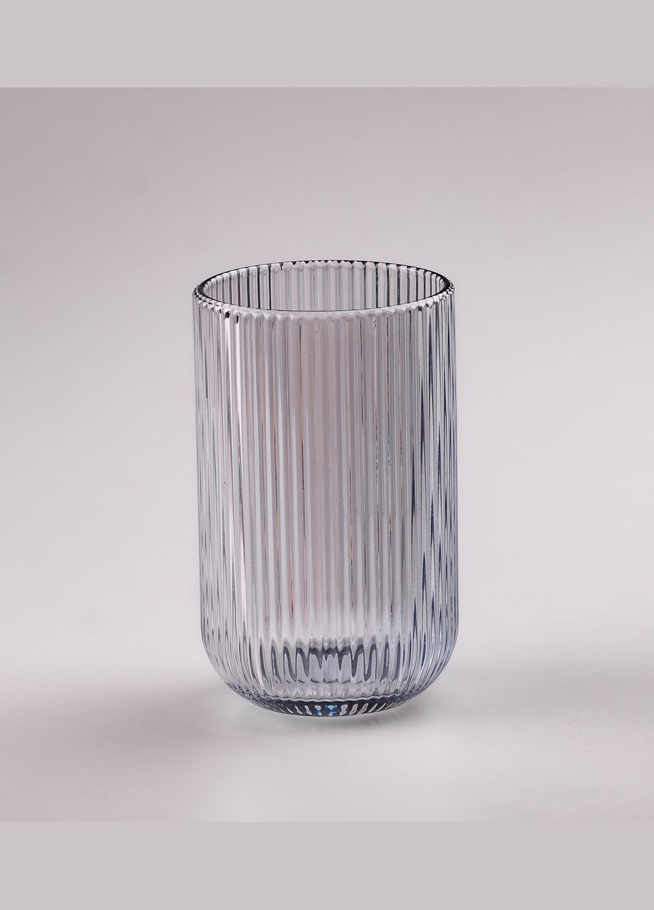 Стакан для напитков высокий фигурный прозрачный ребристый из толстого стекла набор 6 шт TS Kitchen (315636116)