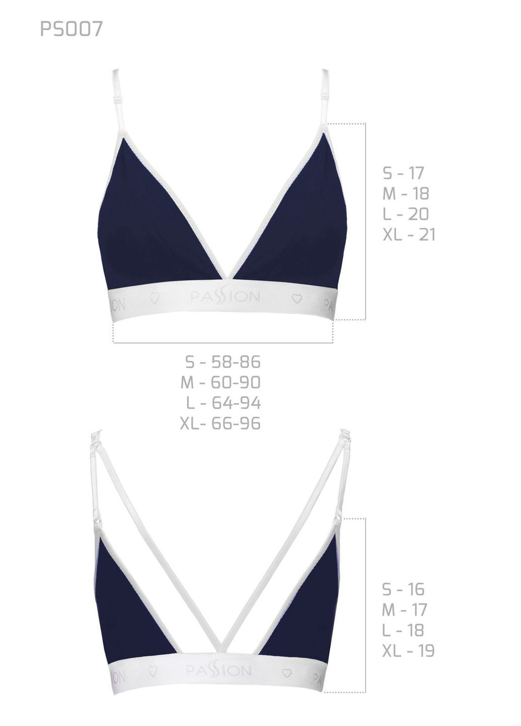 Синій демісезонний спортивний топ з подвійними бретелями ps007 top navy blue, size Passion