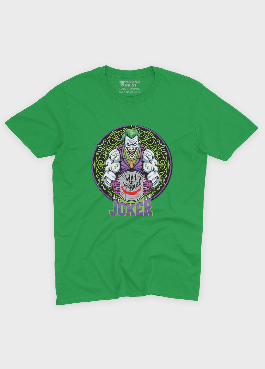 Зелена демісезонна футболка для дівчинки з принтом суперзлодія - джокер (ts001-1-keg-006-005-013-g) Modno