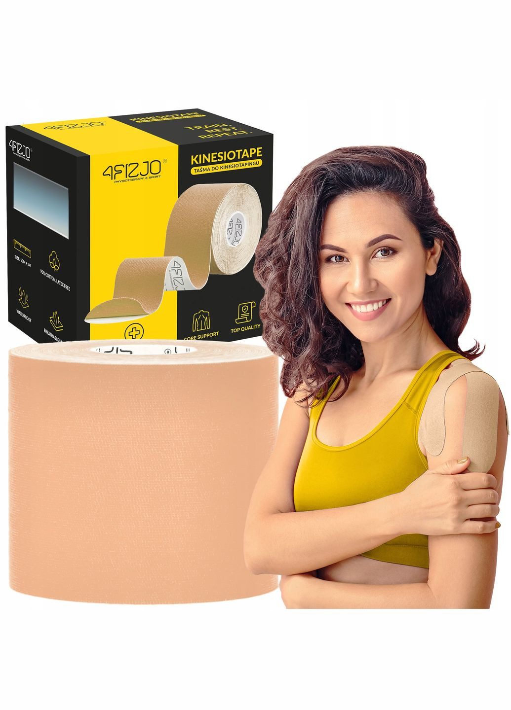 Лента кинезиологическая (кинезио тейп) 7.5 см x 5 м Biege (P-5907739318879) 4FIZJO (301733325)