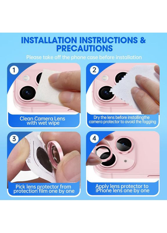 Захисне скло Metal Classic на камеру для Apple iPhone 15 (6.1") / 15 Plus (6.7") Pink No Brand (365750066)