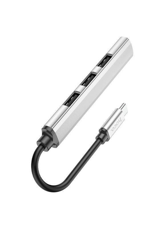 Хаб HB26 4-в-1 Type-C штекер на USB3.0 гнездо USB2.0*3 OTG Type C Silver Hoco (313237761)