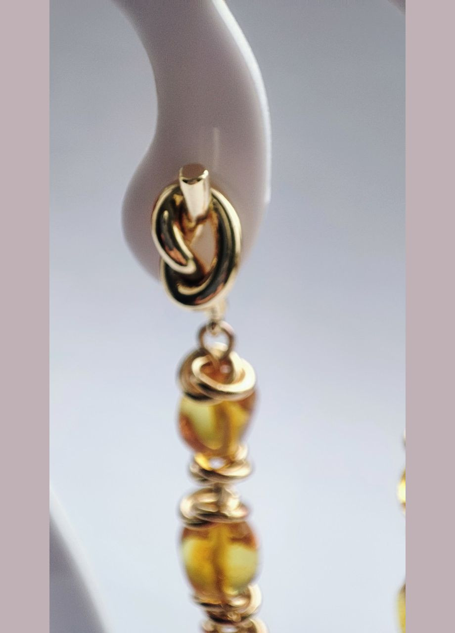 Сережки 2505 з натурального бурштину Коньячний відтінок MINOV (311310489)