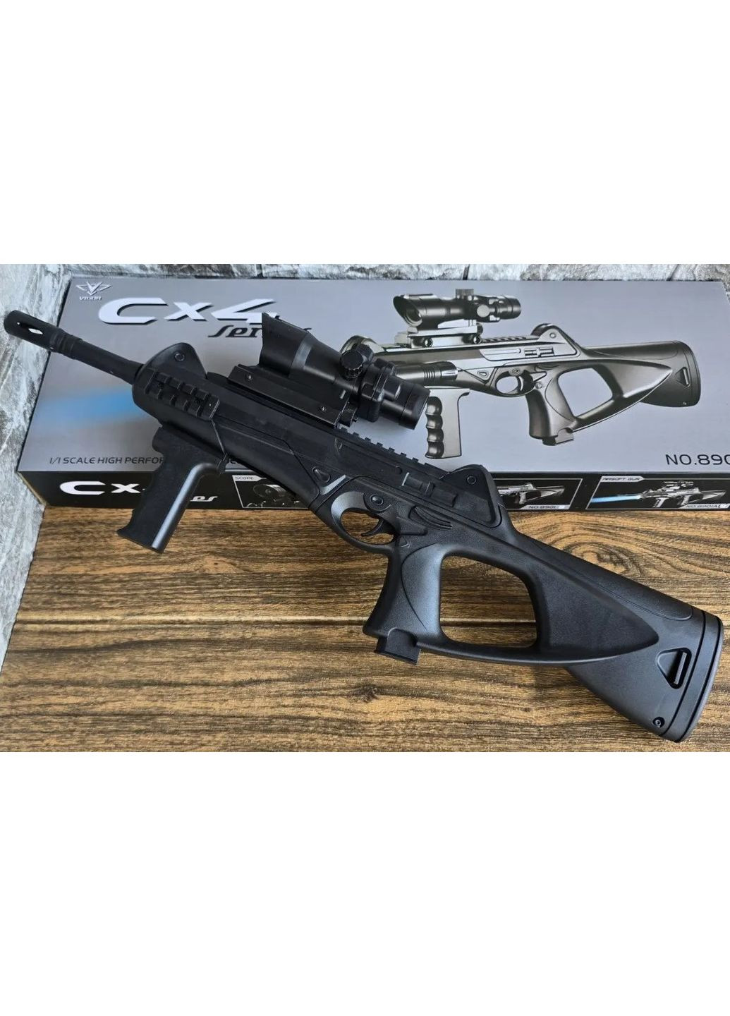 Детская Винтовка Автомат 8901A прицел и фонарик 6 мм Чёрнй Vigor (360544481)