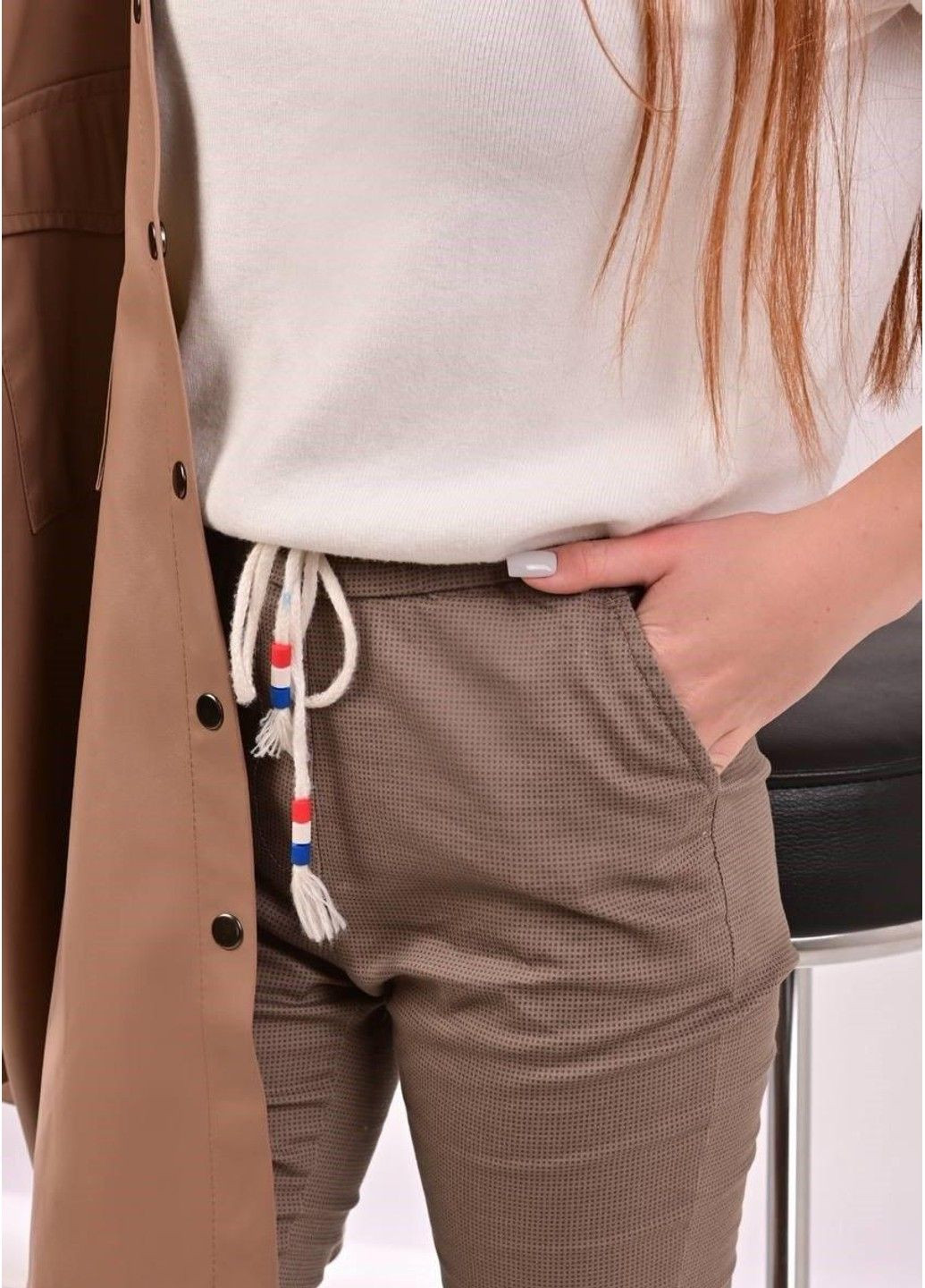 Штани жіночі на шнурівці бежеві BSZZ (305847634)
