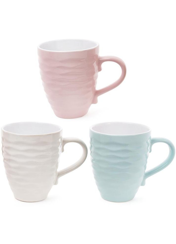 Кружка керамічна Хвилі 440мл пастельна для чаю з рельєфними стінками та зручною ручкою Bona (368981796)