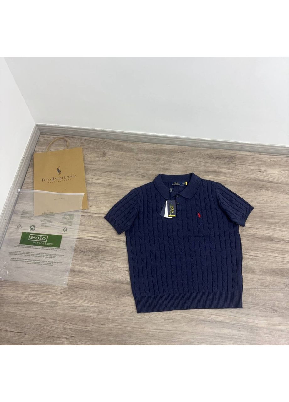 Синяя футболка polo ralph lauren трикотаж, синего цвета No Brand