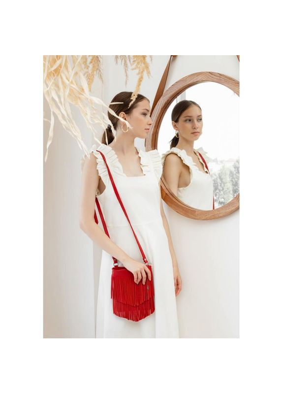 Жіноча шкіряна сумка через плече з бахромою міні кроссбоді Fleco червона BlankNote (302009193)