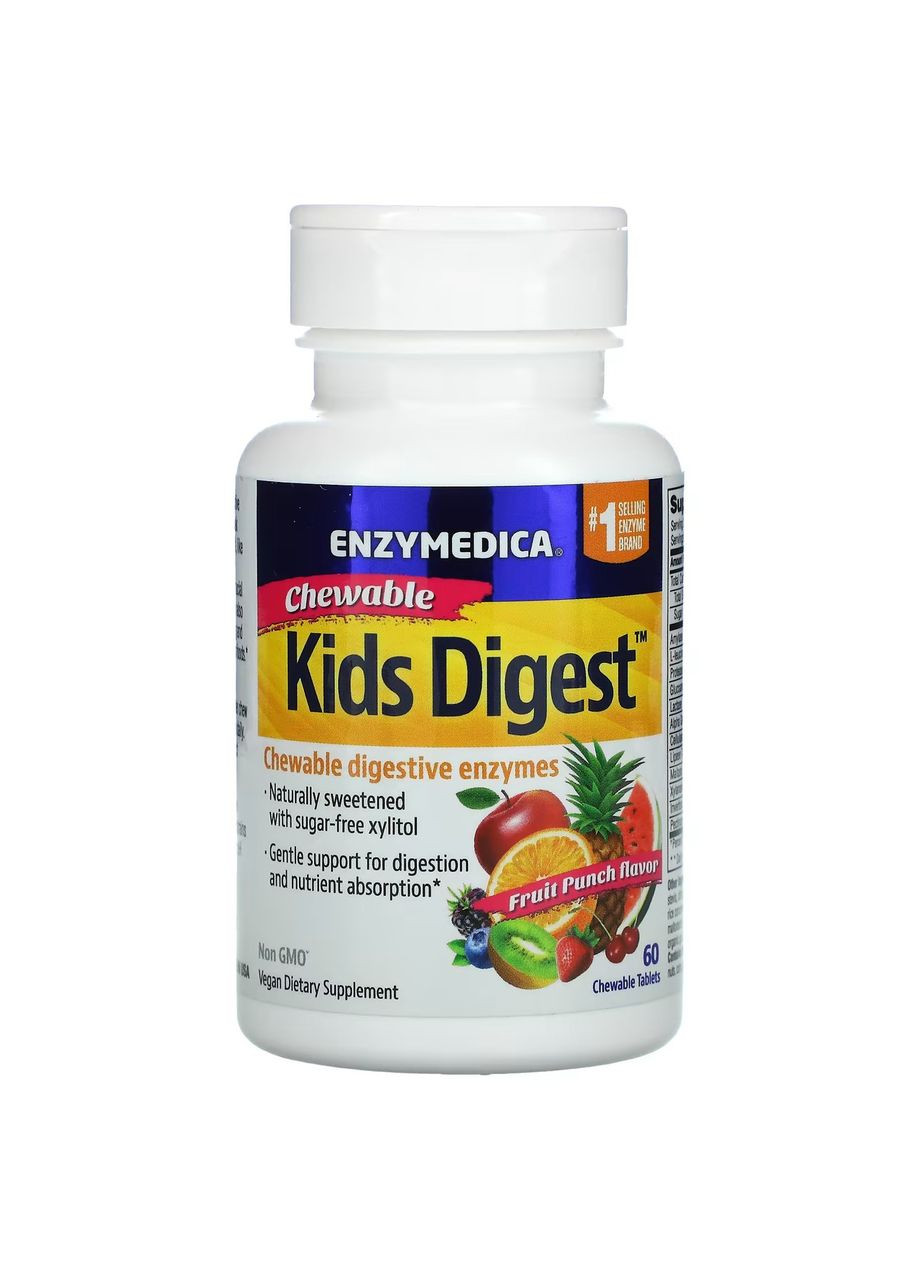 Травні ферменти для дітей Kids Digest 60 жувальних таблеток Enzymedica (263517366)