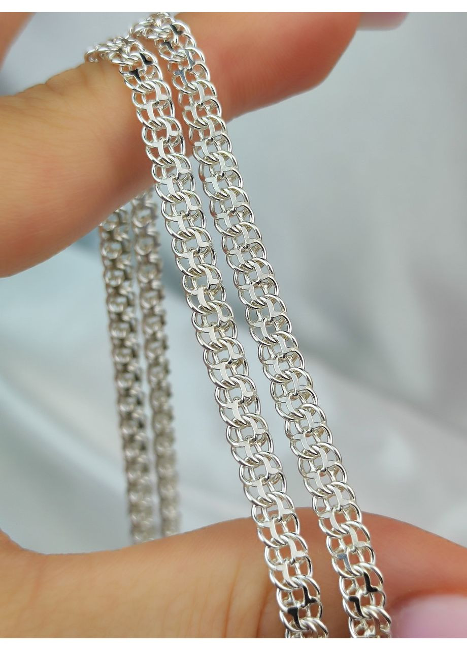 Серебряная цепочка Бисмарк расширенный мужская/женская 50 см No Brand (366882909)