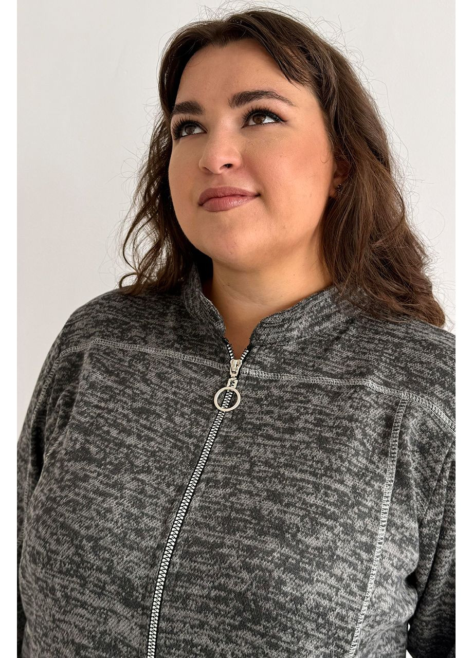 Трикотажний кардиган на блискавці великі розміри з кишенями No Brand 1274 (356885925)