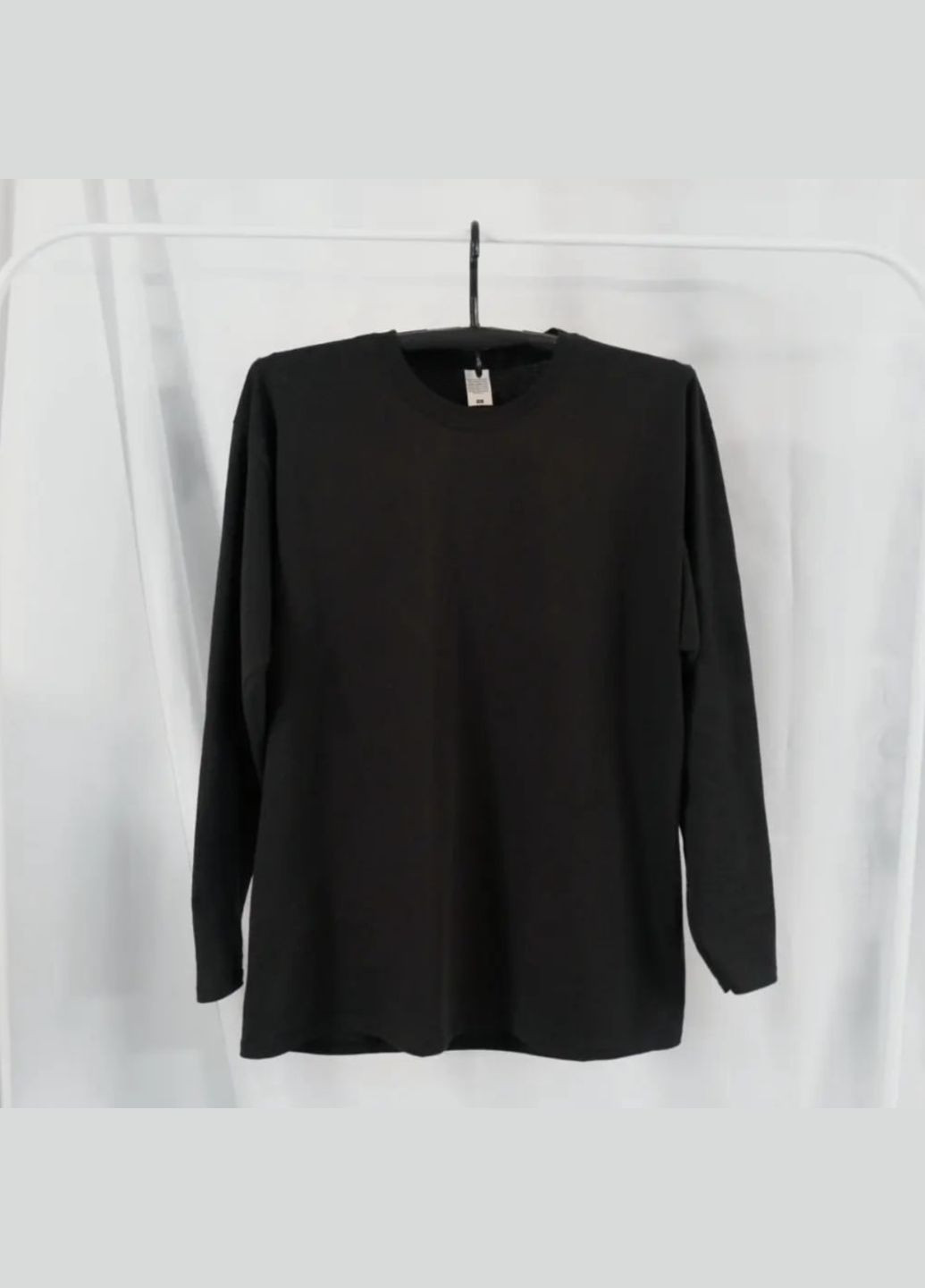 Бавовняний унісекс лонгслів оверсайз 100% бавовна, прямого крою, велика широка кофта чорна світшот котон, панк к-поп аніме лонг No Brand (299387509)