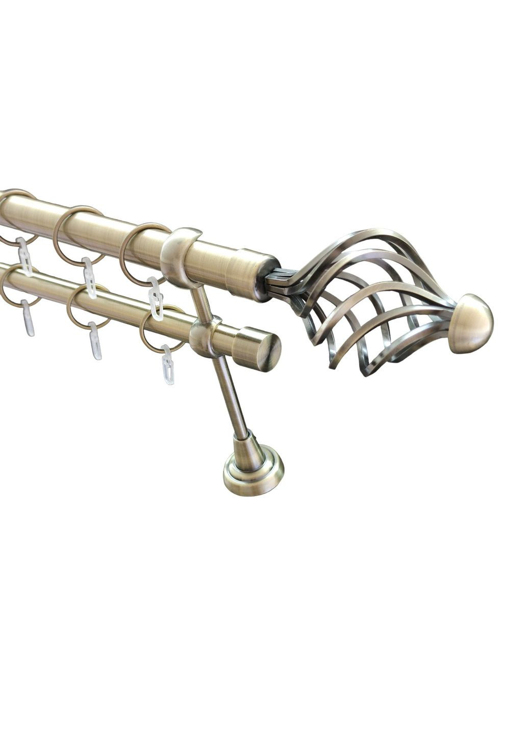 Карниз для штор Навона металлический двухрядный гладкая труба кольцо металлическое Антик 19\19 мм 160 см ORVIT (299335378)