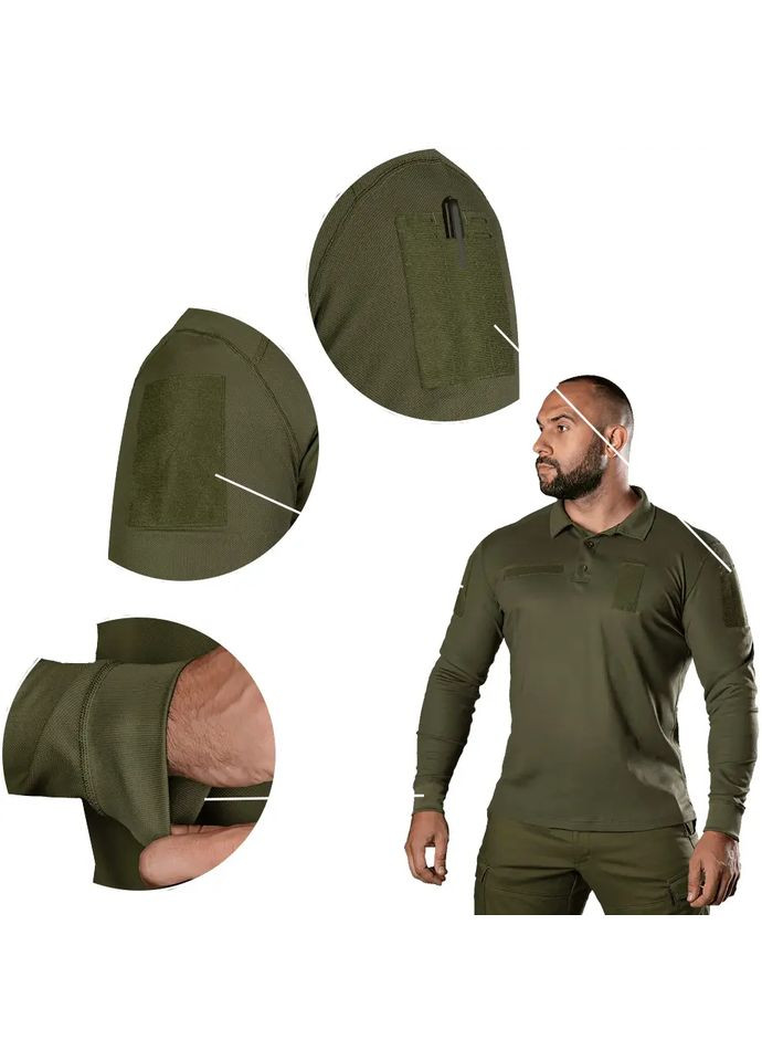 Оливкова лонгслів army id coolpass pique lt long olive Camotec