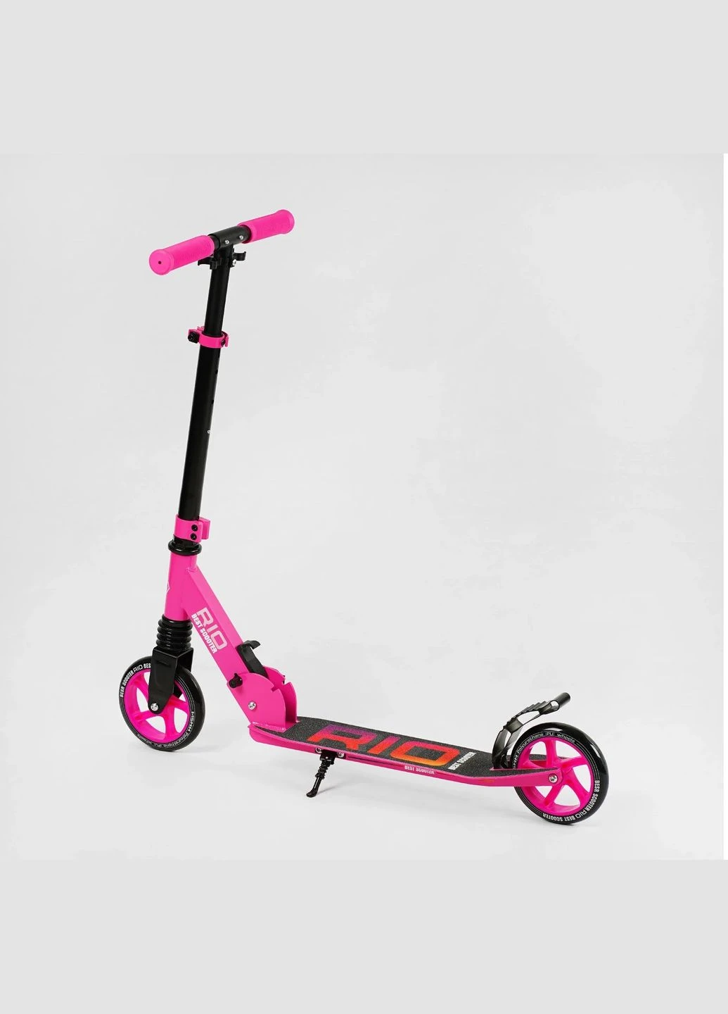 Самокат двухколесный RIO с амортизатором PU колеса. Pink black (136362) Best Scooter (340909738)