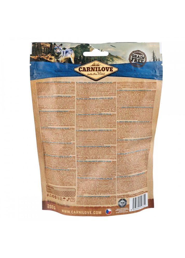 Лакомство Dog Crunchy Snack для собак, лосось и черника, 200 г Carnilove (355254502)