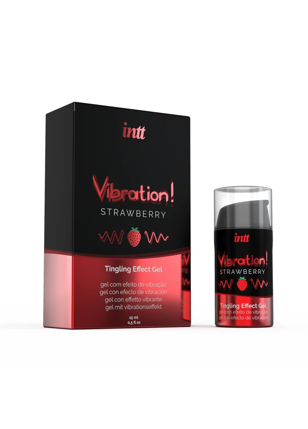 Жидкий вибратор Vibration Strawberry (15 мл), густой гель, вкусный, действует до 30 минут Intt (289873587)