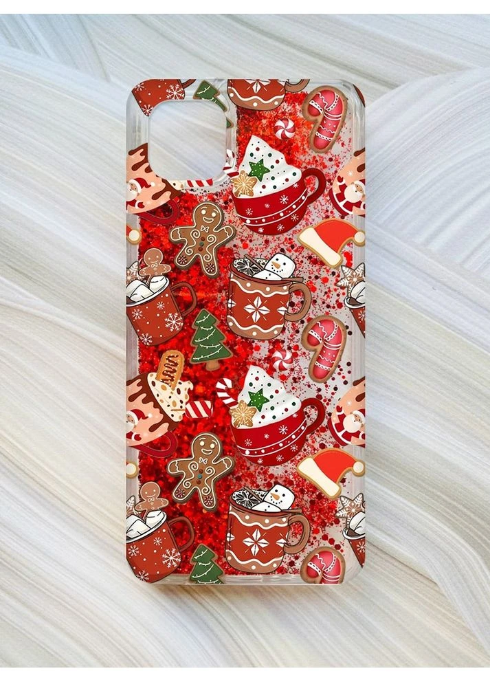 Чохол з плаваючими червоними блискітками на Samsung Galaxy A04 Різдво (принт 428) Creative (400775444)