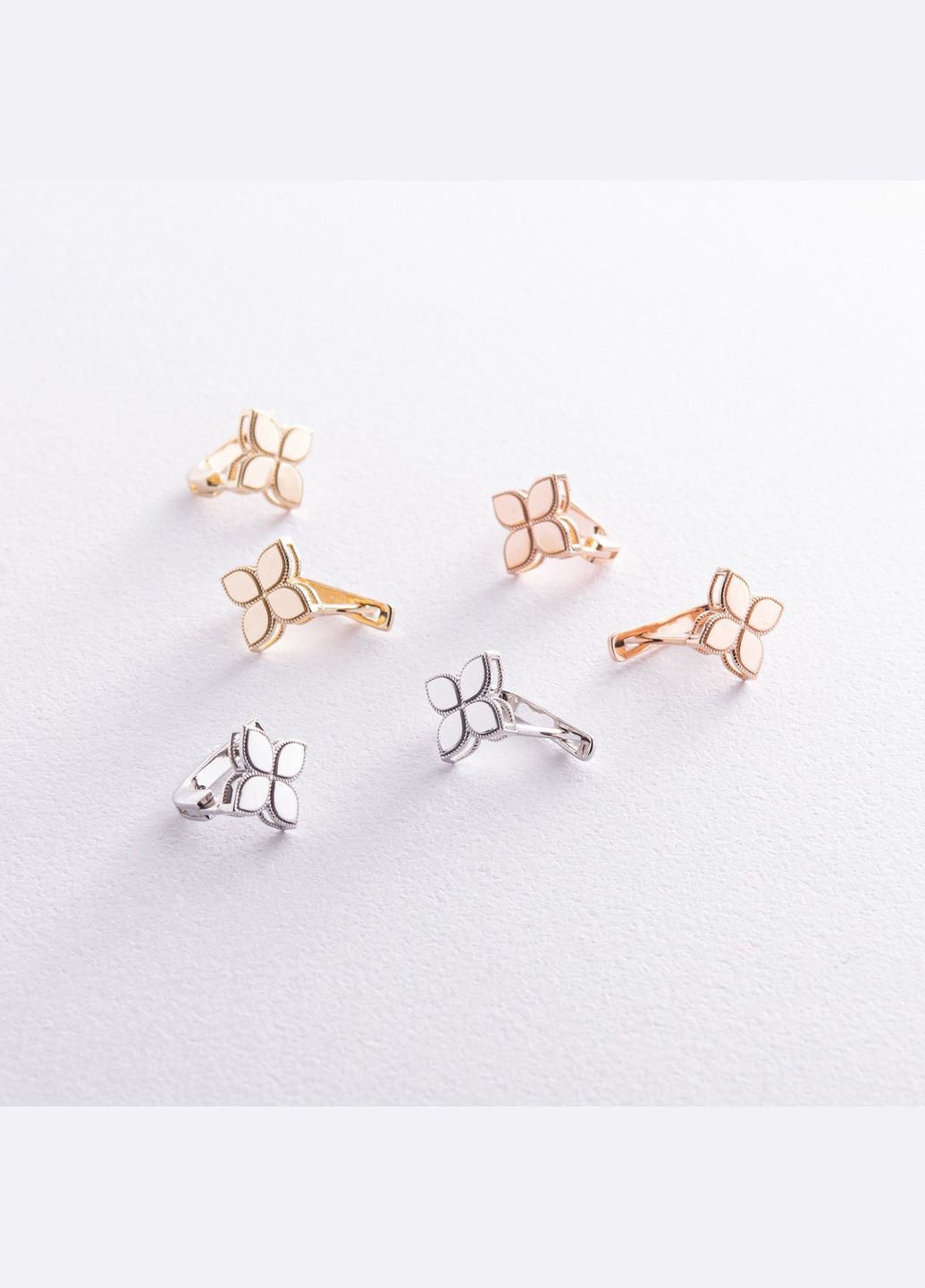 Серьги Клевер в белом золоте с08455 Oniks (307840494)