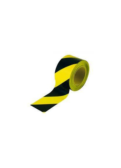 Сигнальна стрічка для позначення зон жовточорна 72 мм × 300 м, 35 мкм, упаковка 20 шт No Brand (316091703)