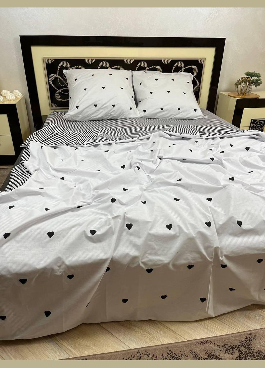 Постельное белье хлопковое Каролина Евро Простынь на резинке 180x200х20 Бязь Белое 50 х 70 No Brand (303700545)