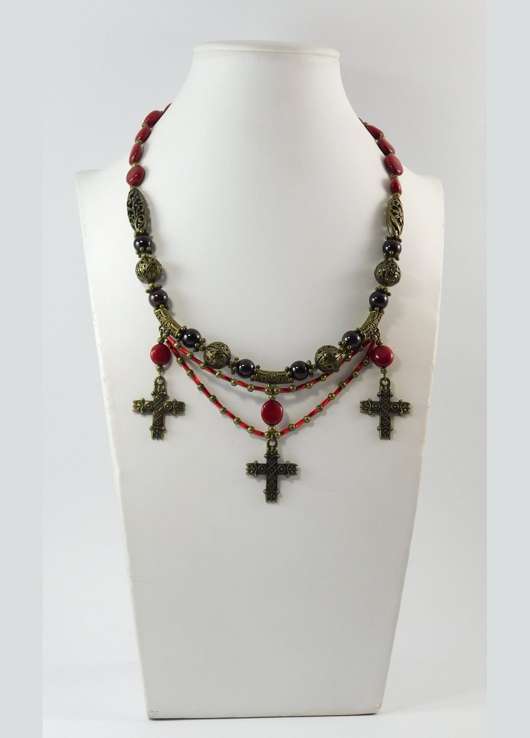 Ожерелье "Айбиге" Коралл, Гранат Fursa fashion (322314393)