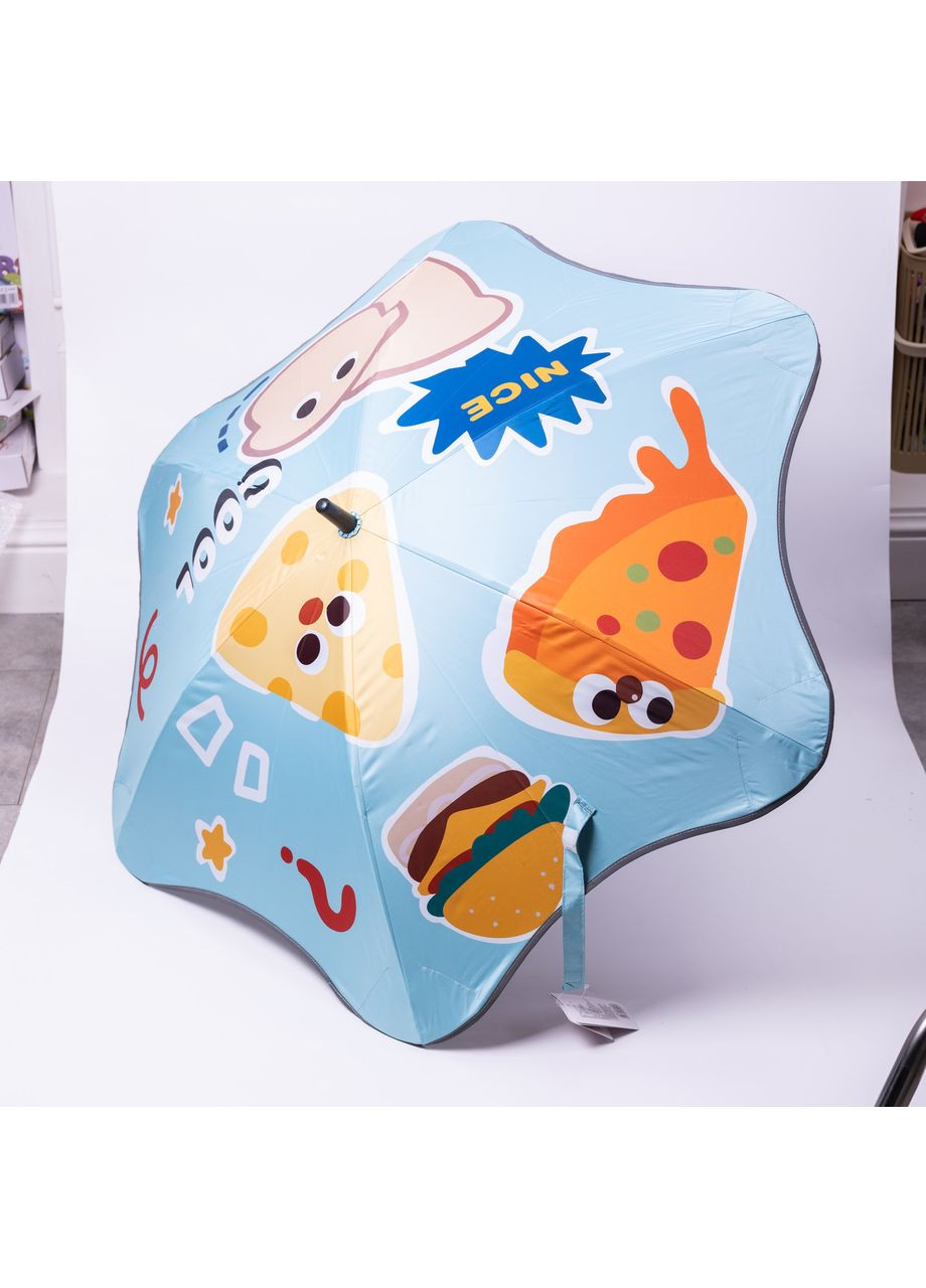 Голубой зонт детский механический элегантный с принтом прочный надежный из полиэстера диаметр 90 см hp-23-13bl Yiwu (370675527)