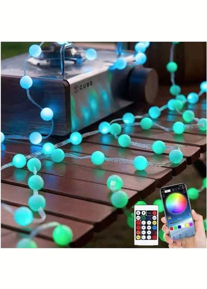 Гірлянда Розумна світлодіодна музична 100LED 10 метром кульки Multi різнокольорові USB керування від смартфона та пульта SunLamp (305663807)